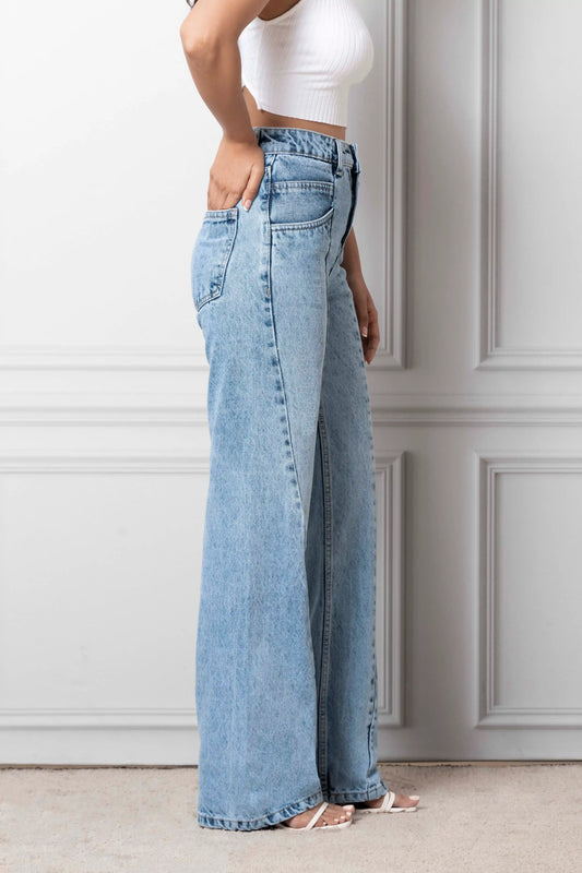 Blue Cross Pleated Straight Fit Jeans