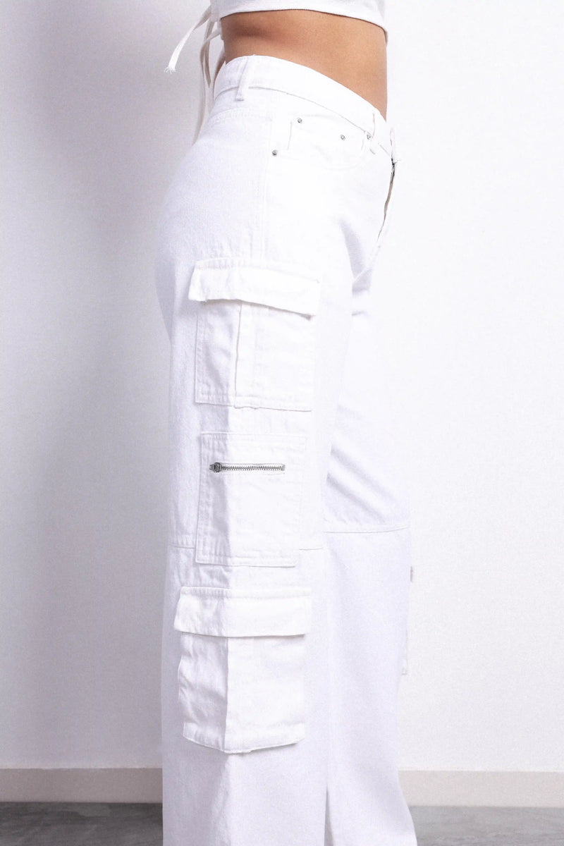 White Utility Cargo Denim