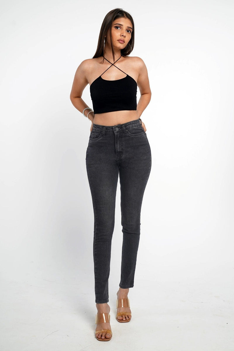 Charcoal Skinny Fit Jeans Bluer