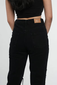 Black Ripped Mom Fit Jeans Bluer