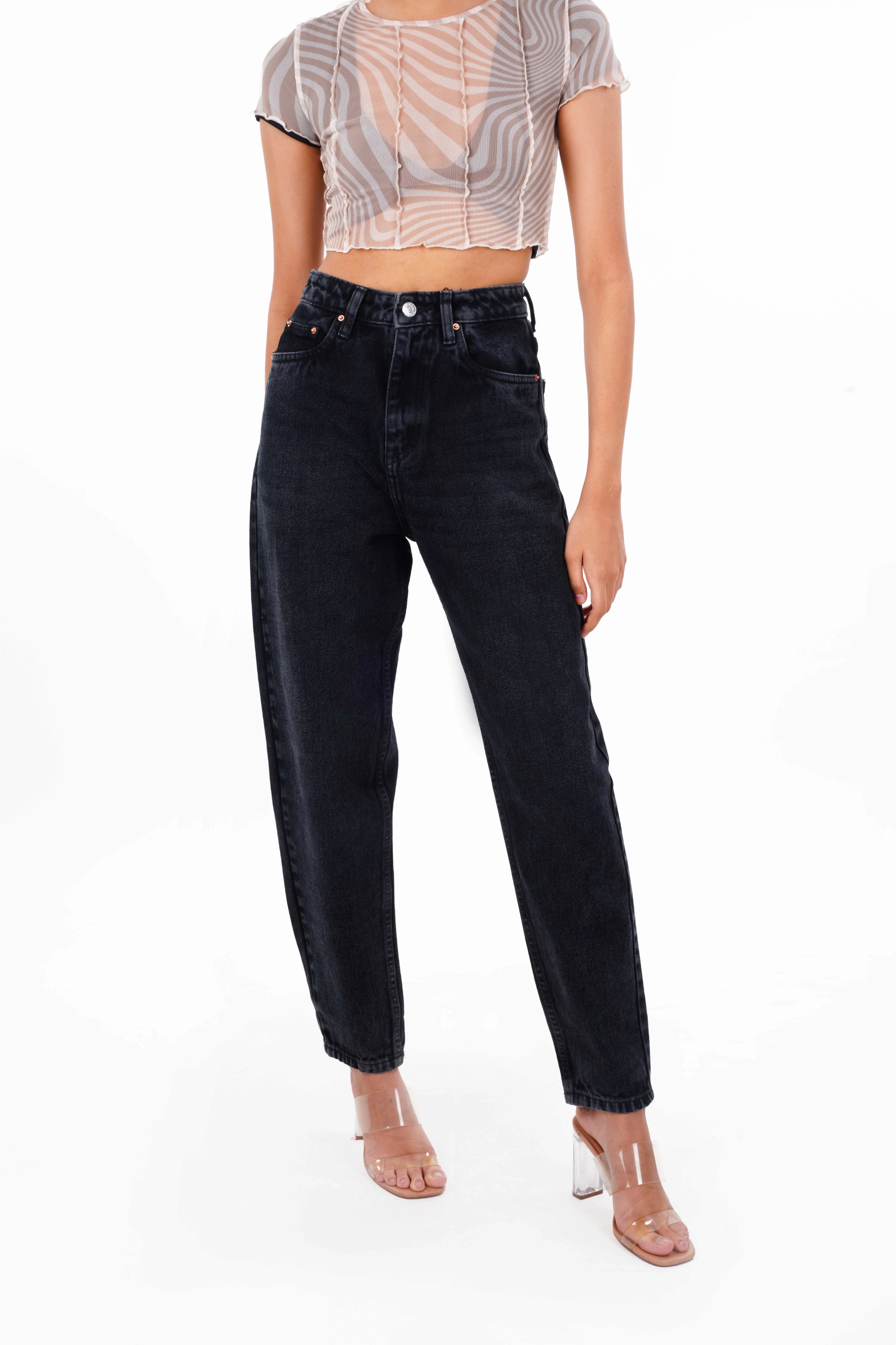 Charcoal Mom Fit Jeans Bluer