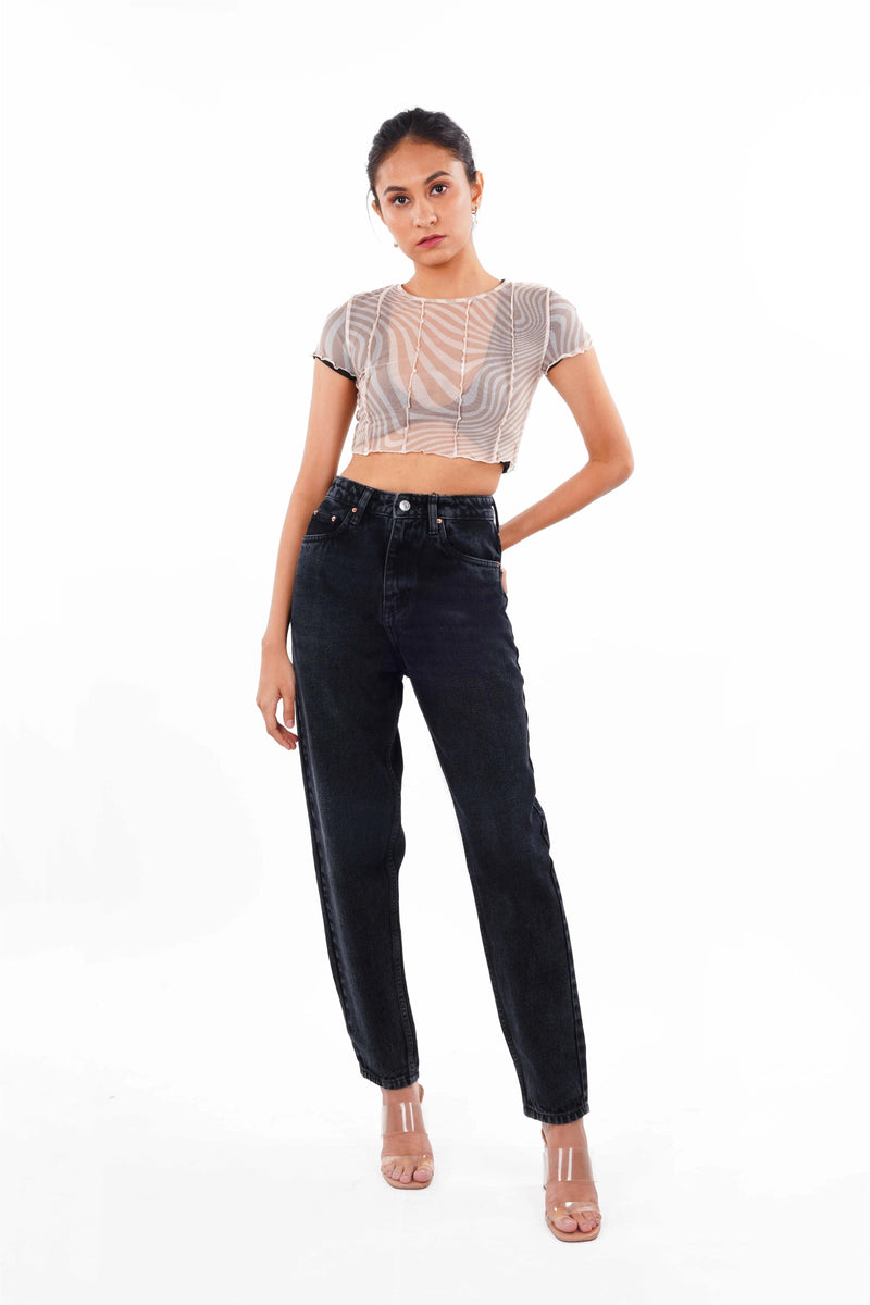 Charcoal Mom Fit Jeans Bluer