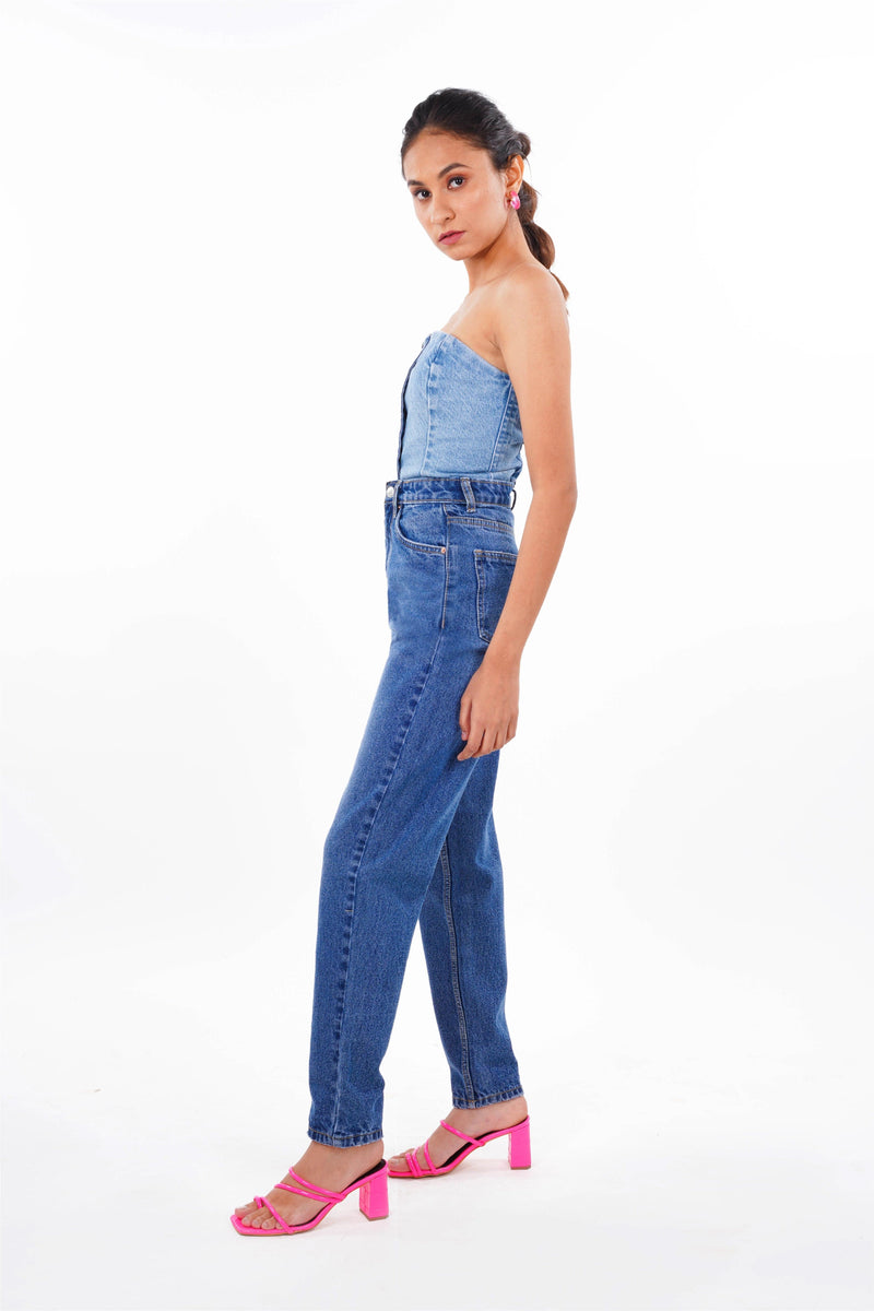 Dark Blue Mom Fit Jeans Bluer