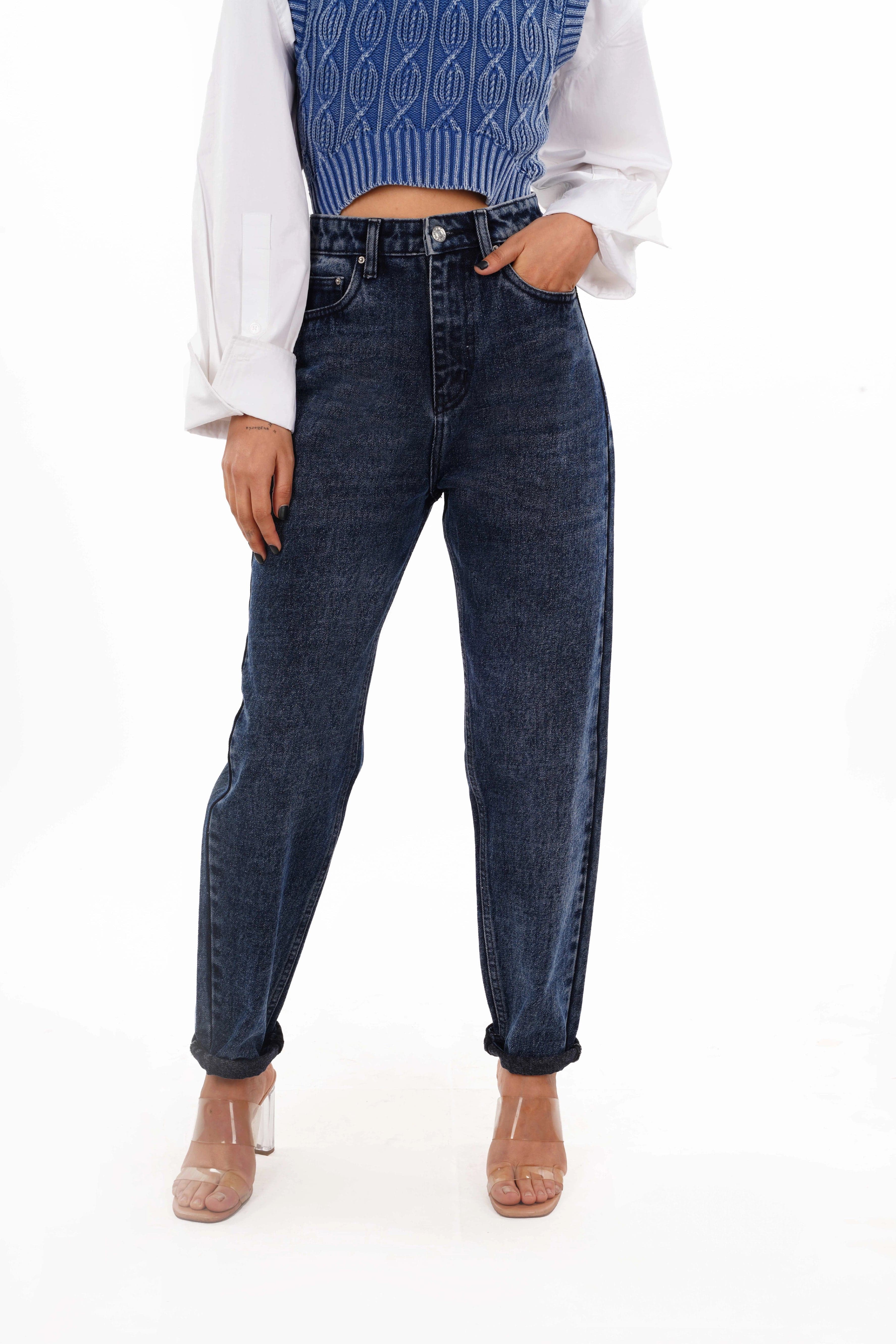 Midnight Blue Mom Fit Jeans Bluer