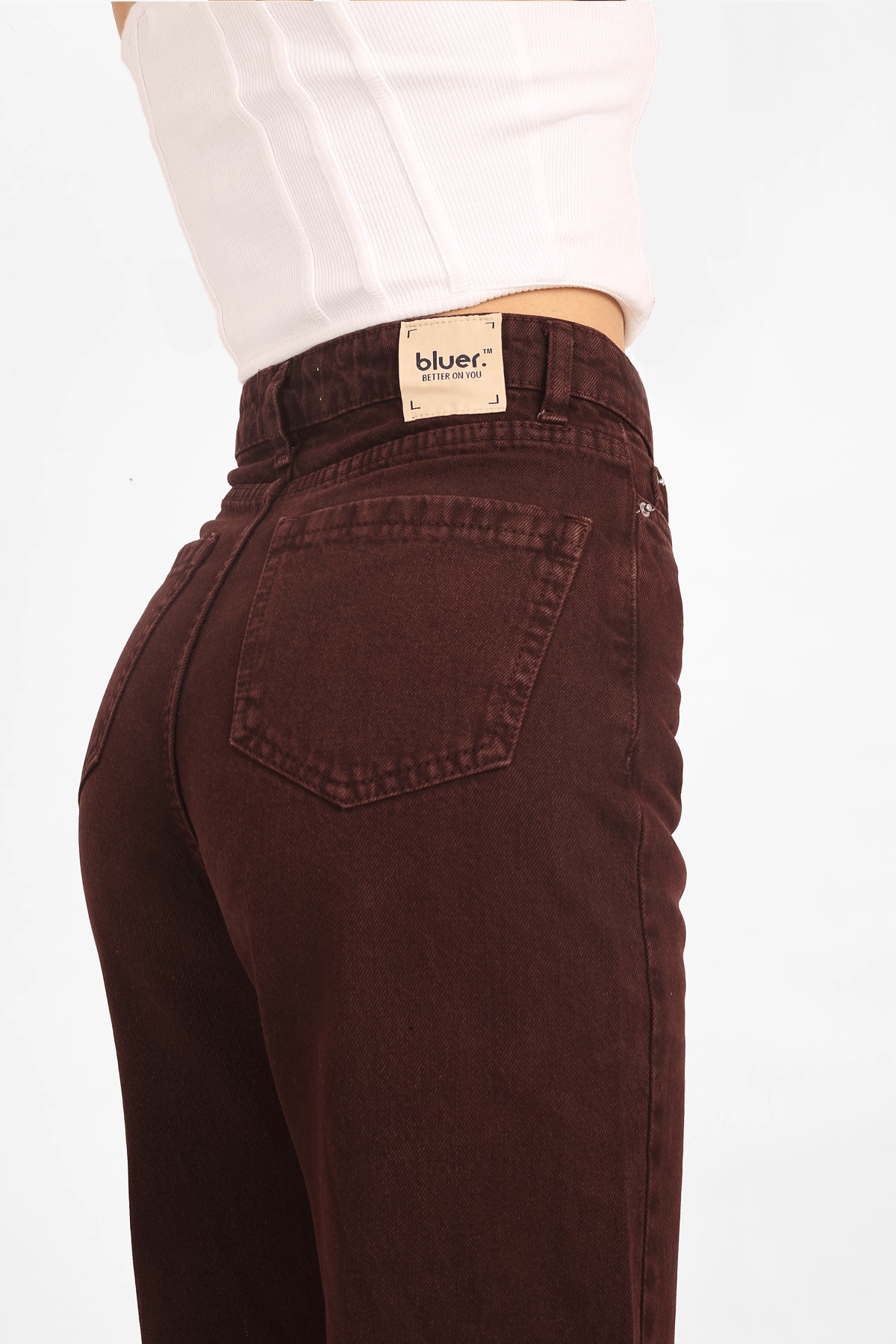 Mocha Brown Straight Fit Jeans Bluer