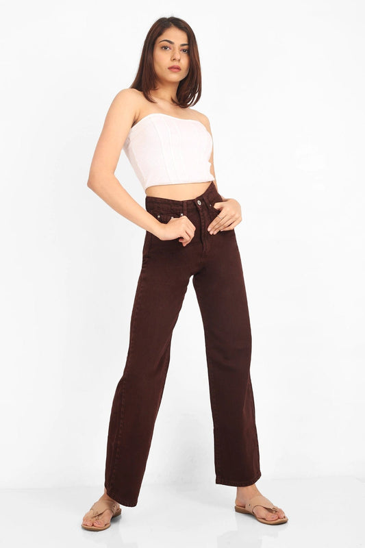 Mocha Brown Straight Fit Jeans Bluer